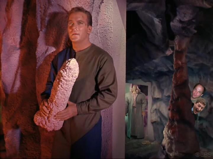 To boldly go... - While sneaking on set to check out the progress of the documentary on planet Exo III, Neal was just a little too excited to see that Kirk had found his lost phallus.